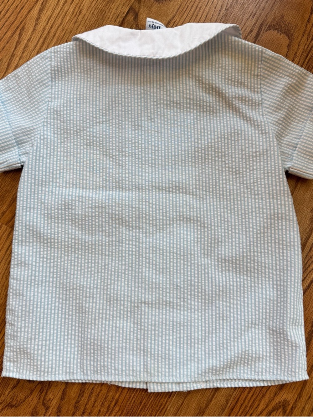 Bailey boys Light Blue Seersucker Two-Piece Set with White Peter Pan Collar - Picture 11 of 11